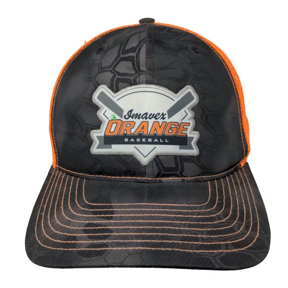 Richardson Men's Snapback Mesh Back Hat Black Orange Imavex Orange Baseball - Picture 1 of 9